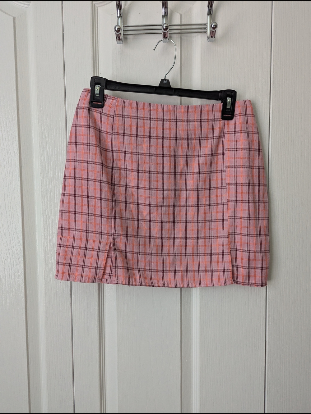 SHEIN Pink Plaid A-Line Mini Skirt